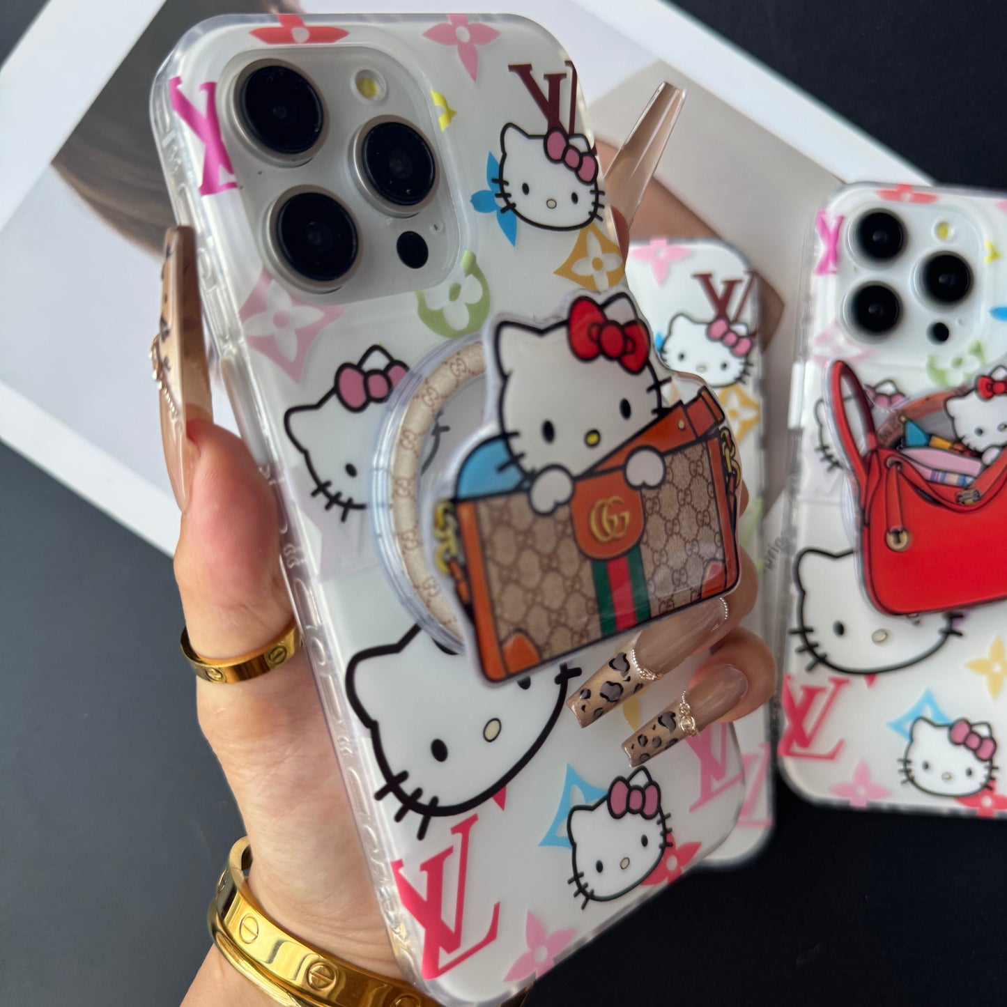 Cat Love 2 Design Phone Case With MagSafe Holder
