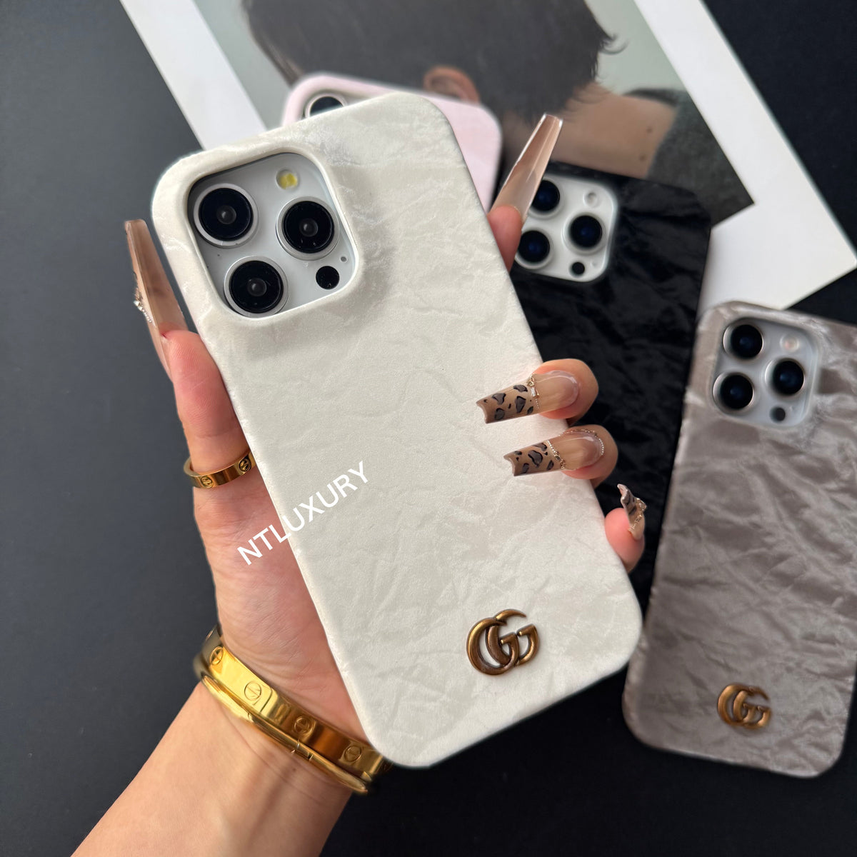 Coque de téléphone plissée, couleur changeante, design soigné
