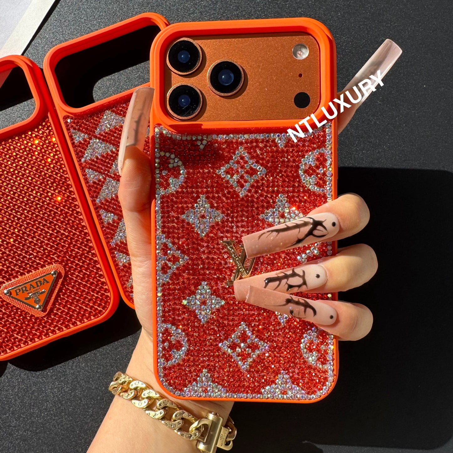 Orange Glitter Fashion Girl Phone Case