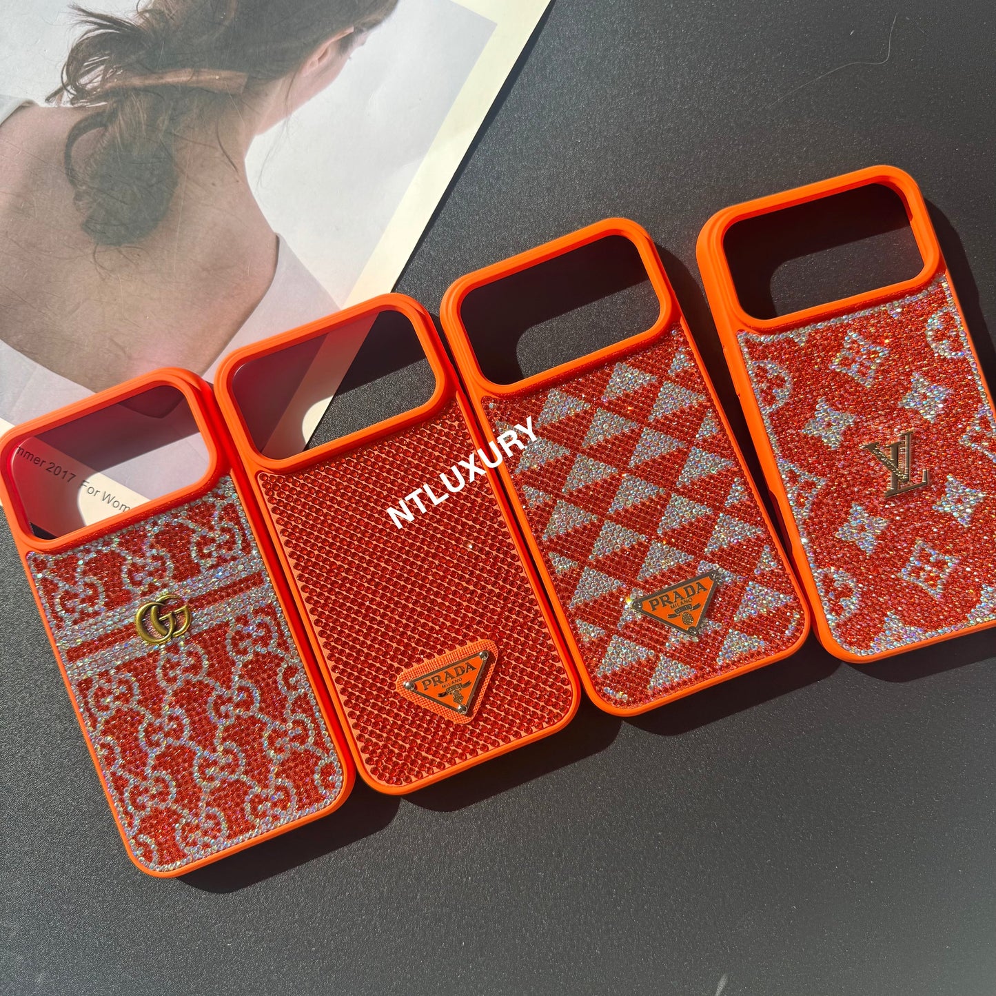 Orange Glitter Fashion Girl Phone Case