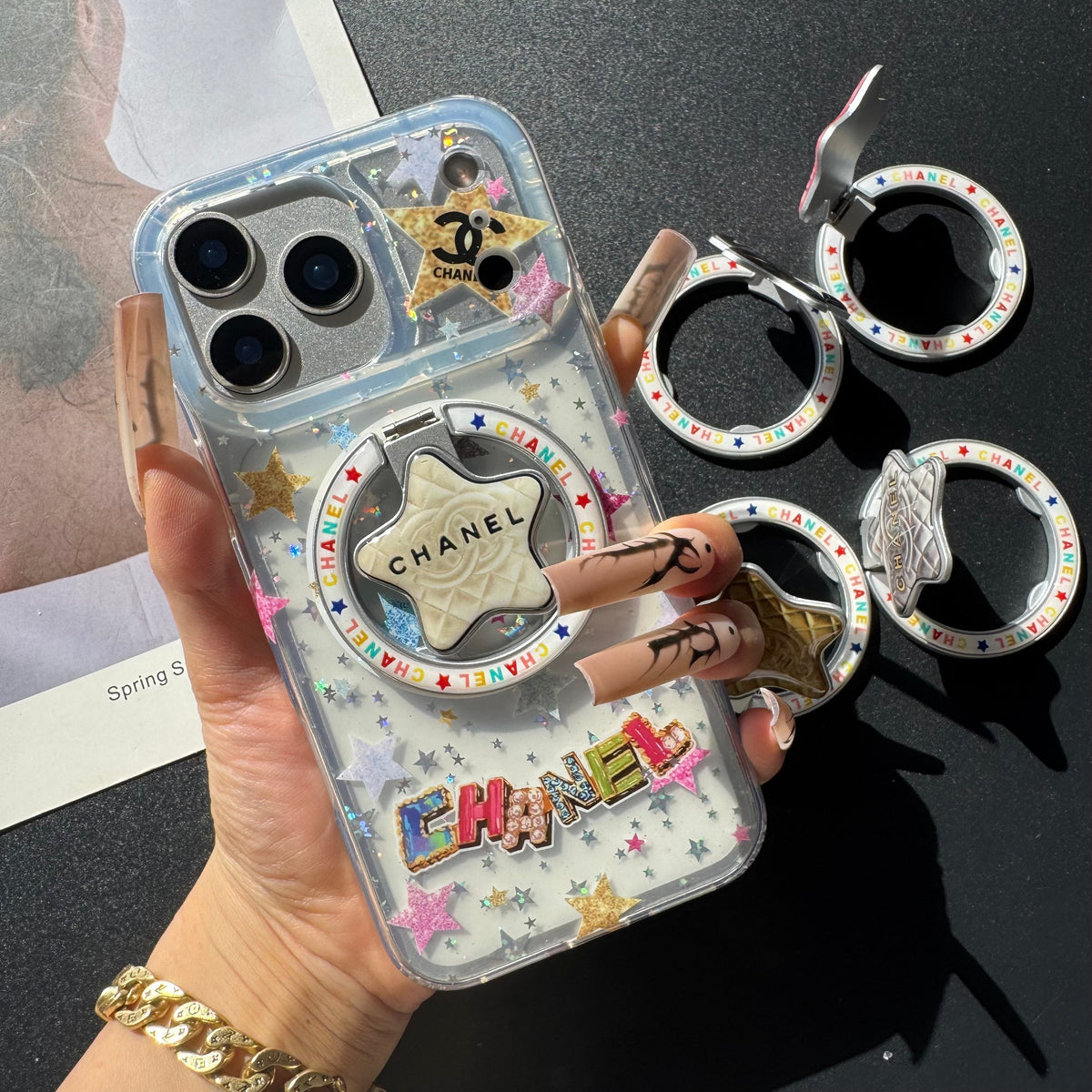 Jolie Coque de Téléphone Étoile Nouveau Design Magsafe avec Support