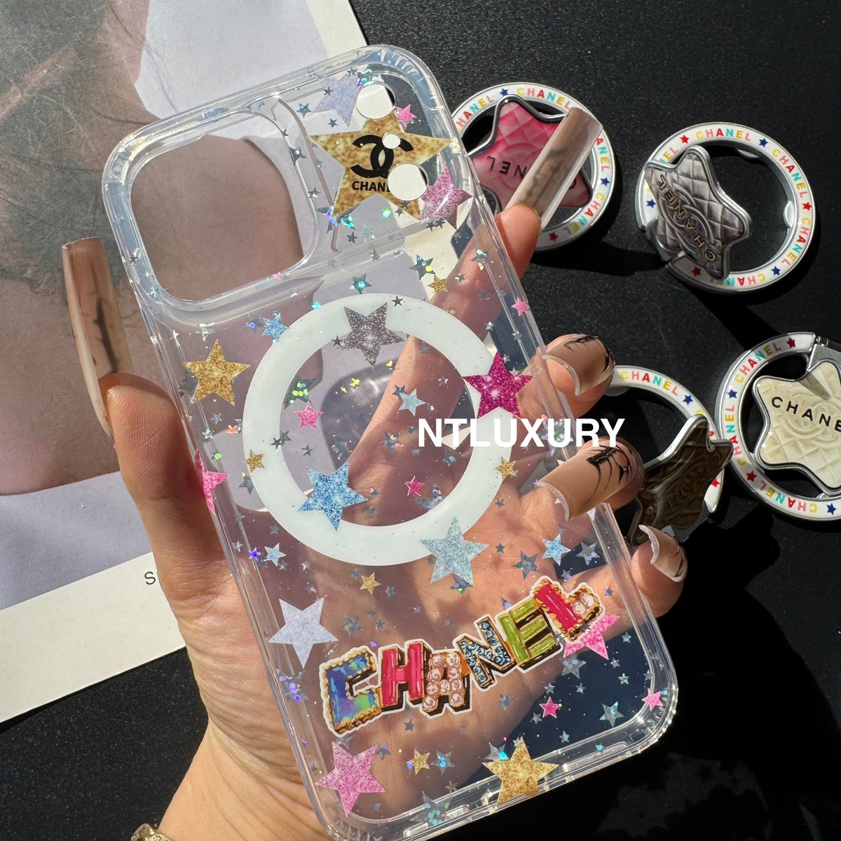 Jolie Coque de Téléphone Étoile Nouveau Design Magsafe avec Support