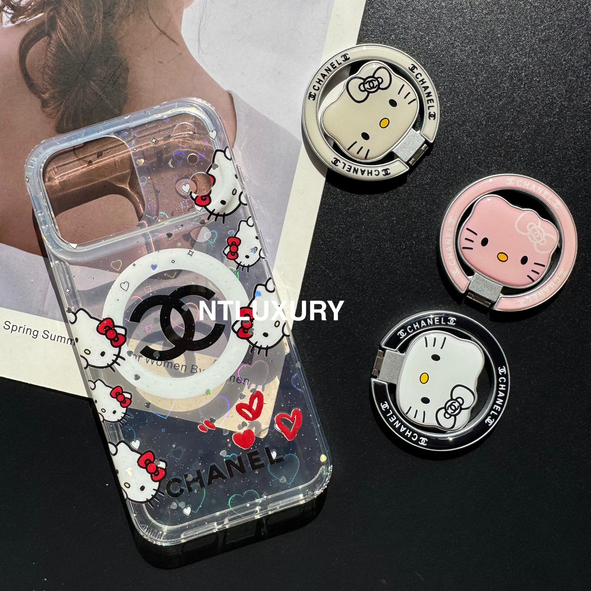 Mignon Coque de téléphone MagSafe avec support motif chat
