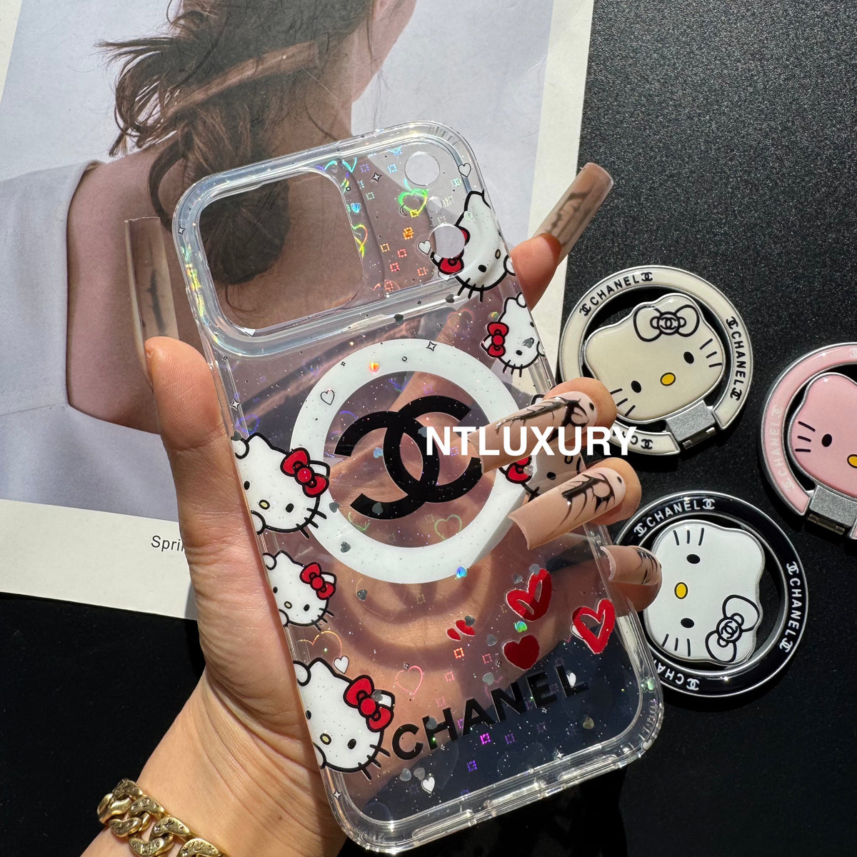 Mignon Coque de téléphone MagSafe avec support motif chat