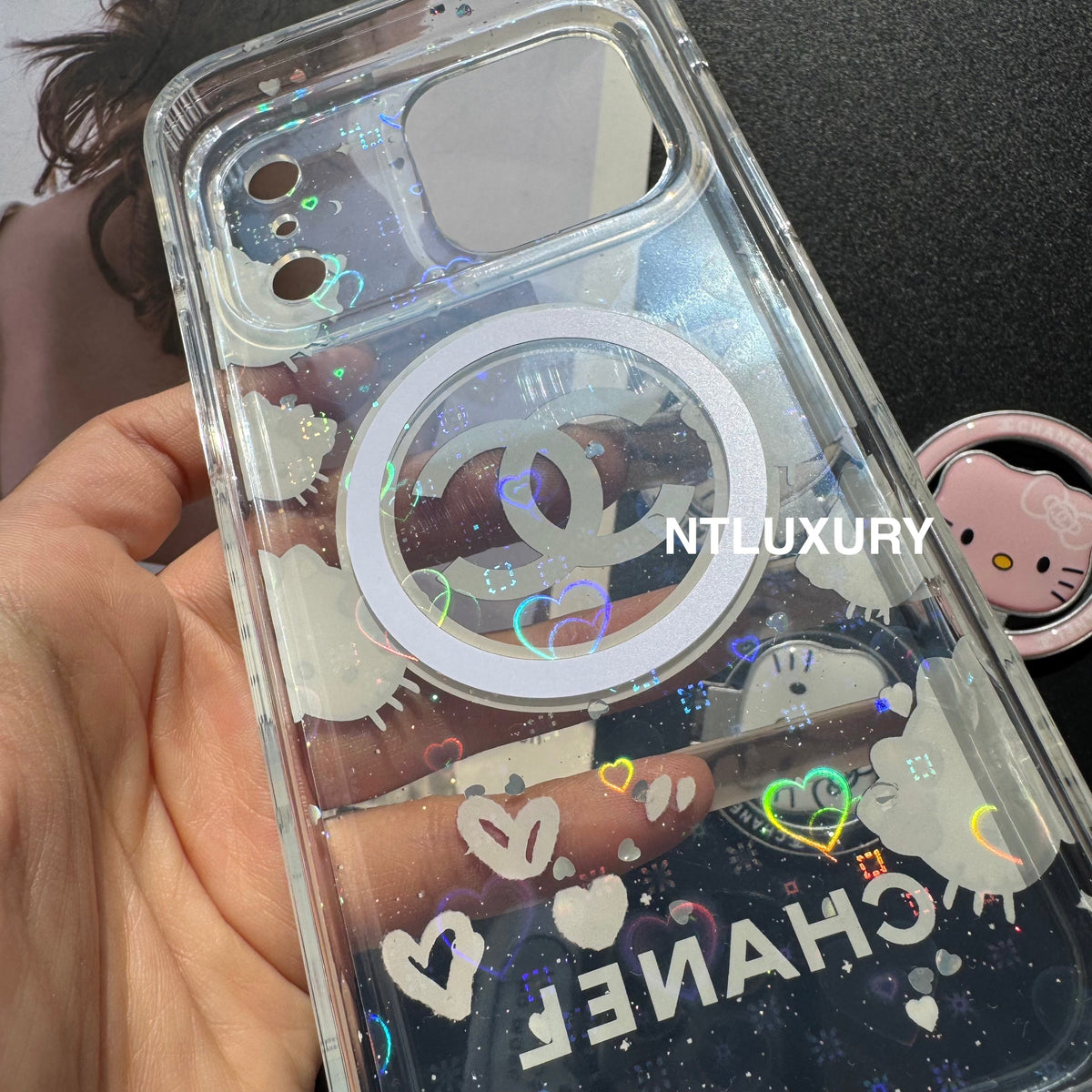 Mignon Coque de téléphone MagSafe avec support motif chat