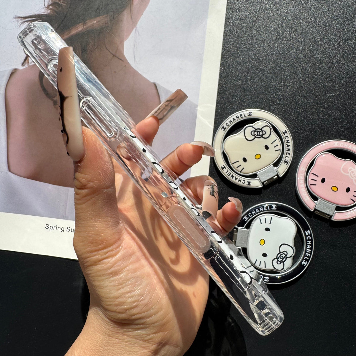 Mignon Coque de téléphone MagSafe avec support motif chat