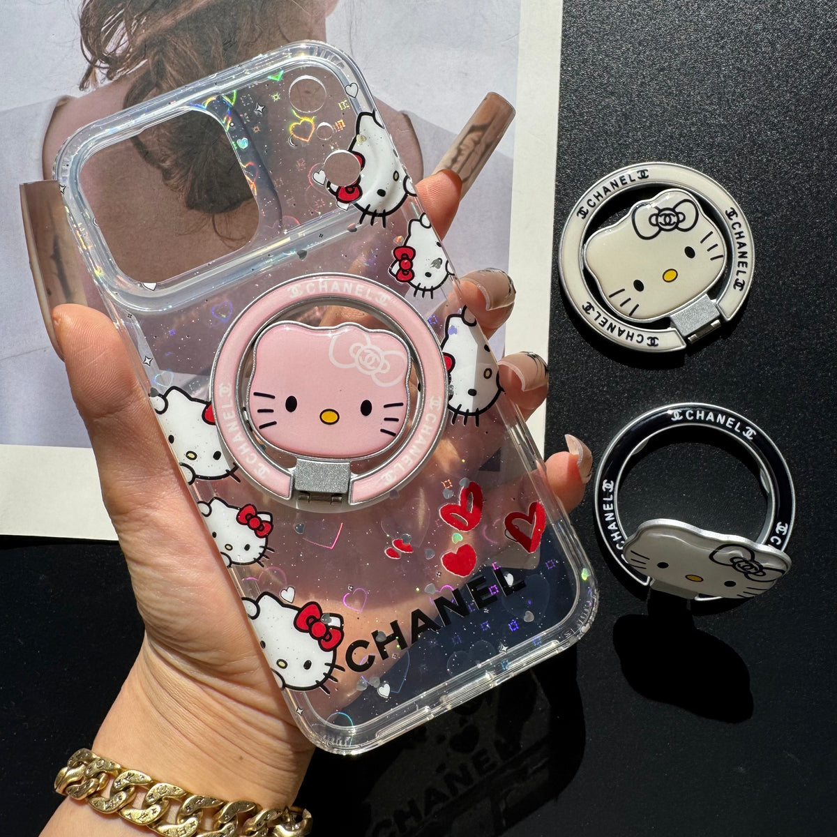 Mignon Coque de téléphone MagSafe avec support motif chat