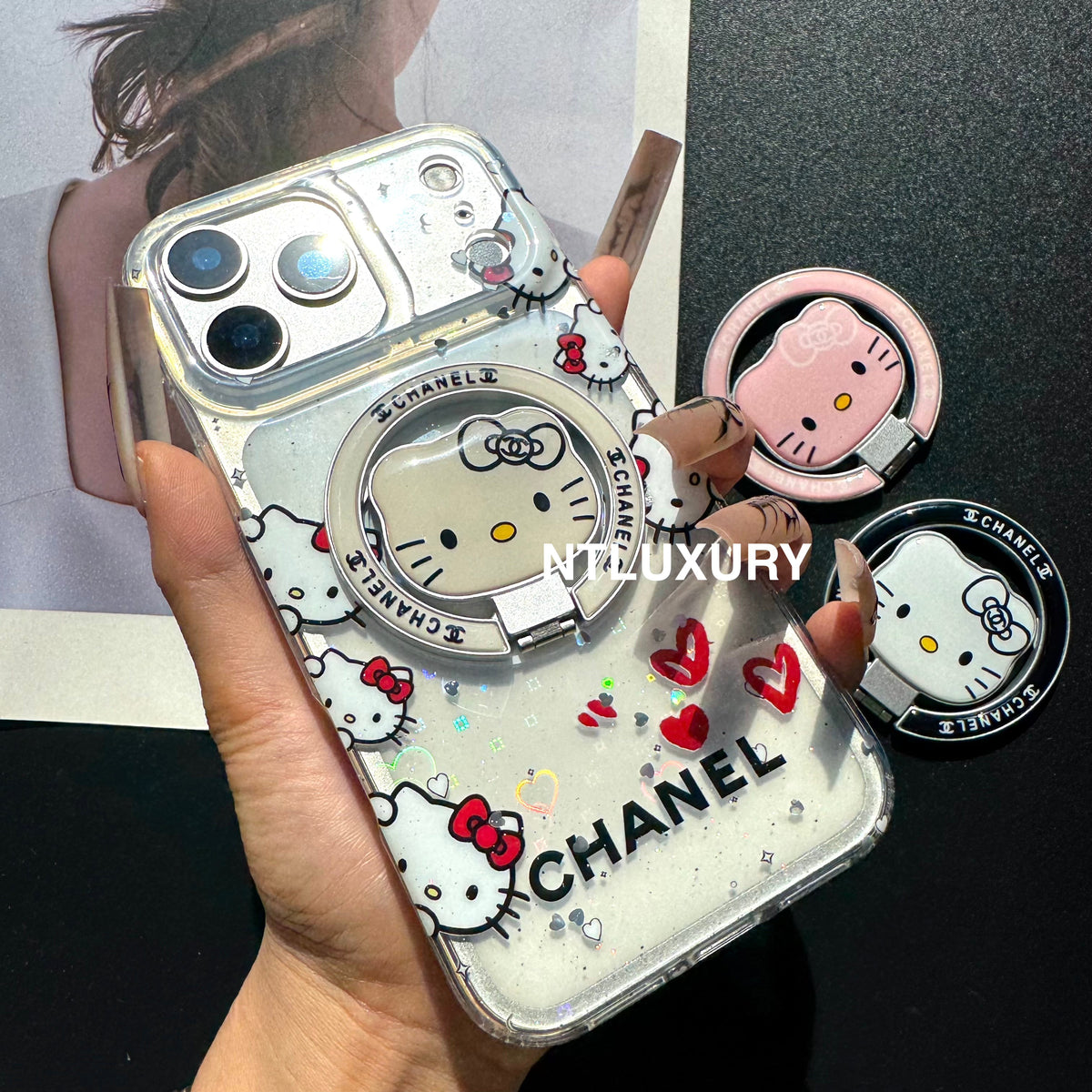 Mignon Coque de téléphone MagSafe avec support motif chat