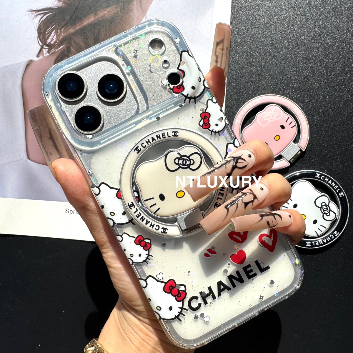 Mignon Coque de téléphone MagSafe avec support motif chat