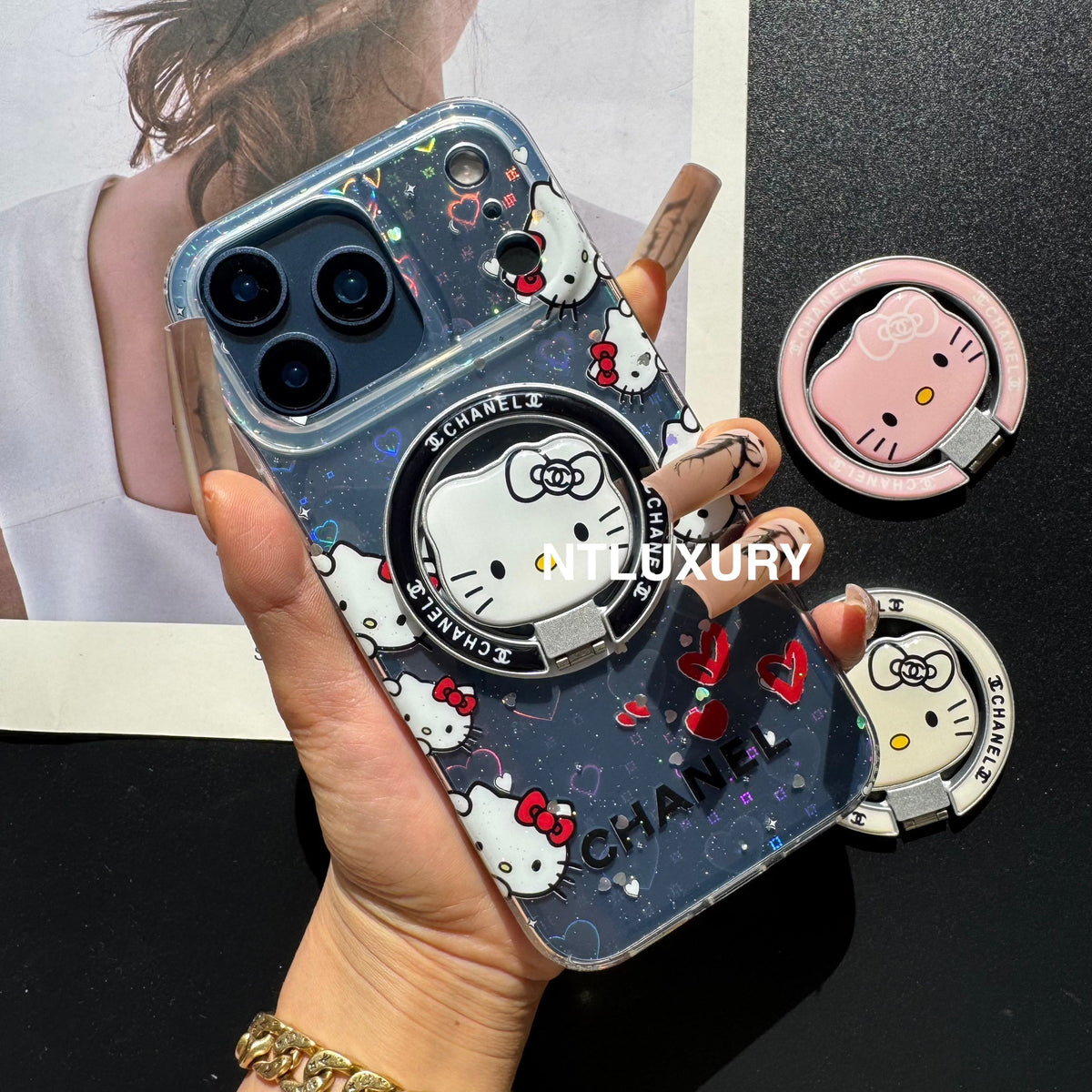 Mignon Coque de téléphone MagSafe avec support motif chat