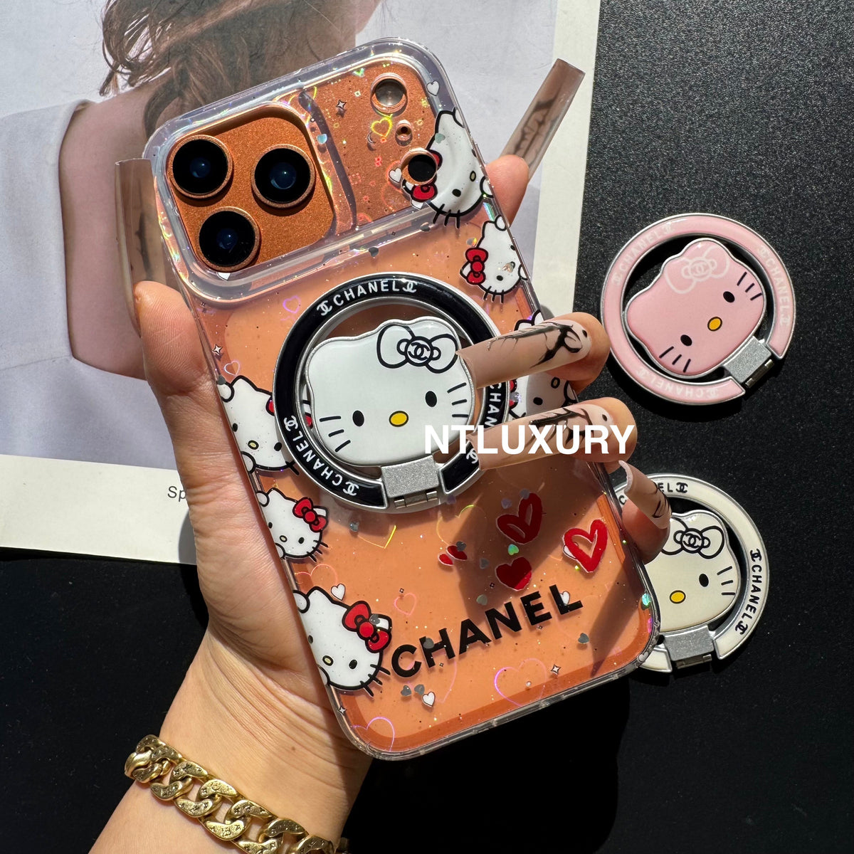 Mignon Coque de téléphone MagSafe avec support motif chat