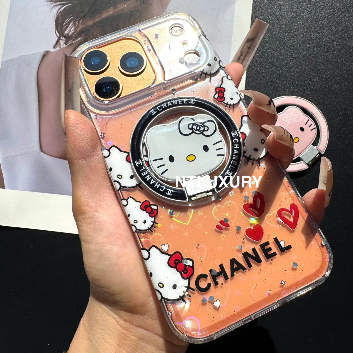 Mignon Coque de téléphone MagSafe avec support motif chat