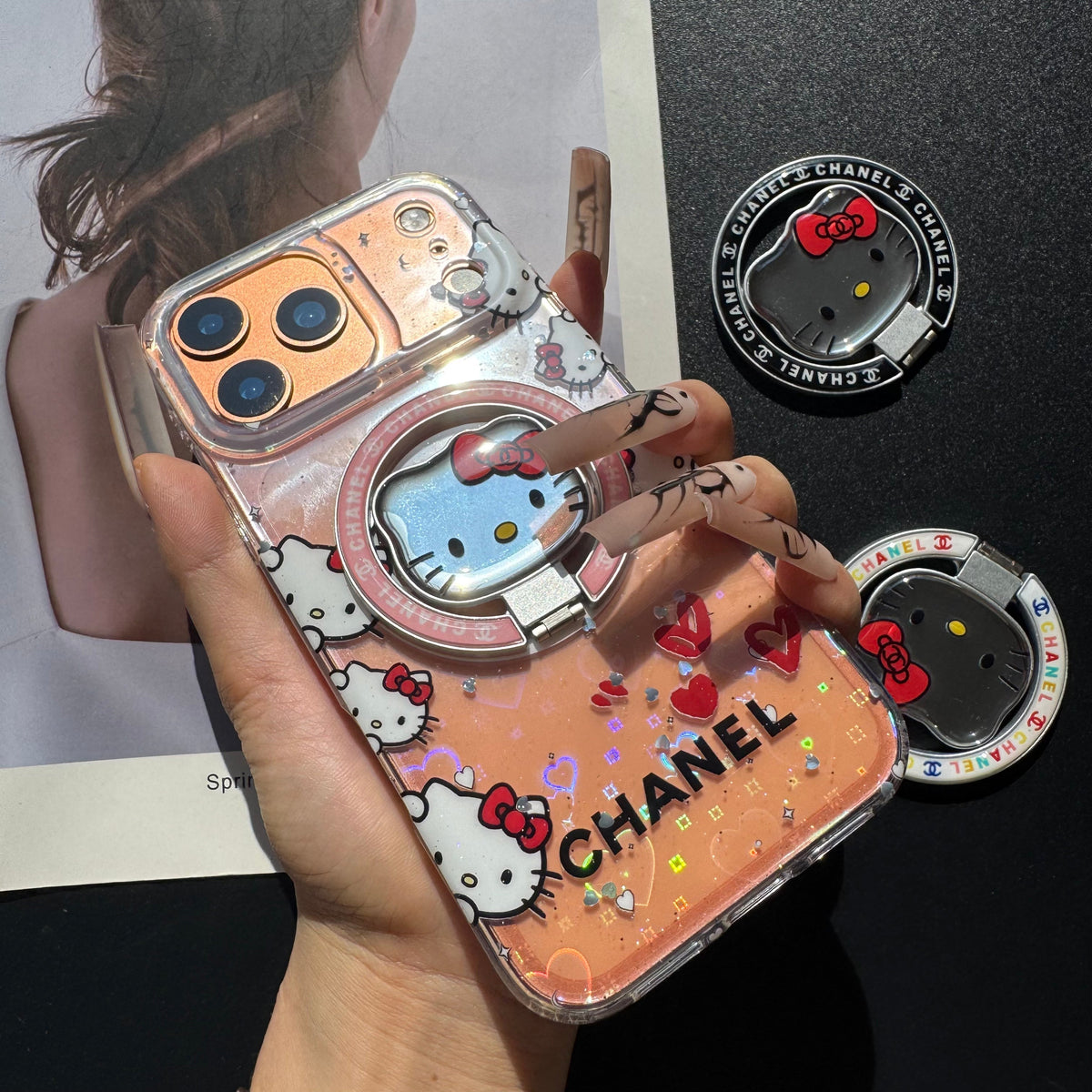 Coque de téléphone à miroir Cat, nouveau design MagSafe avec support