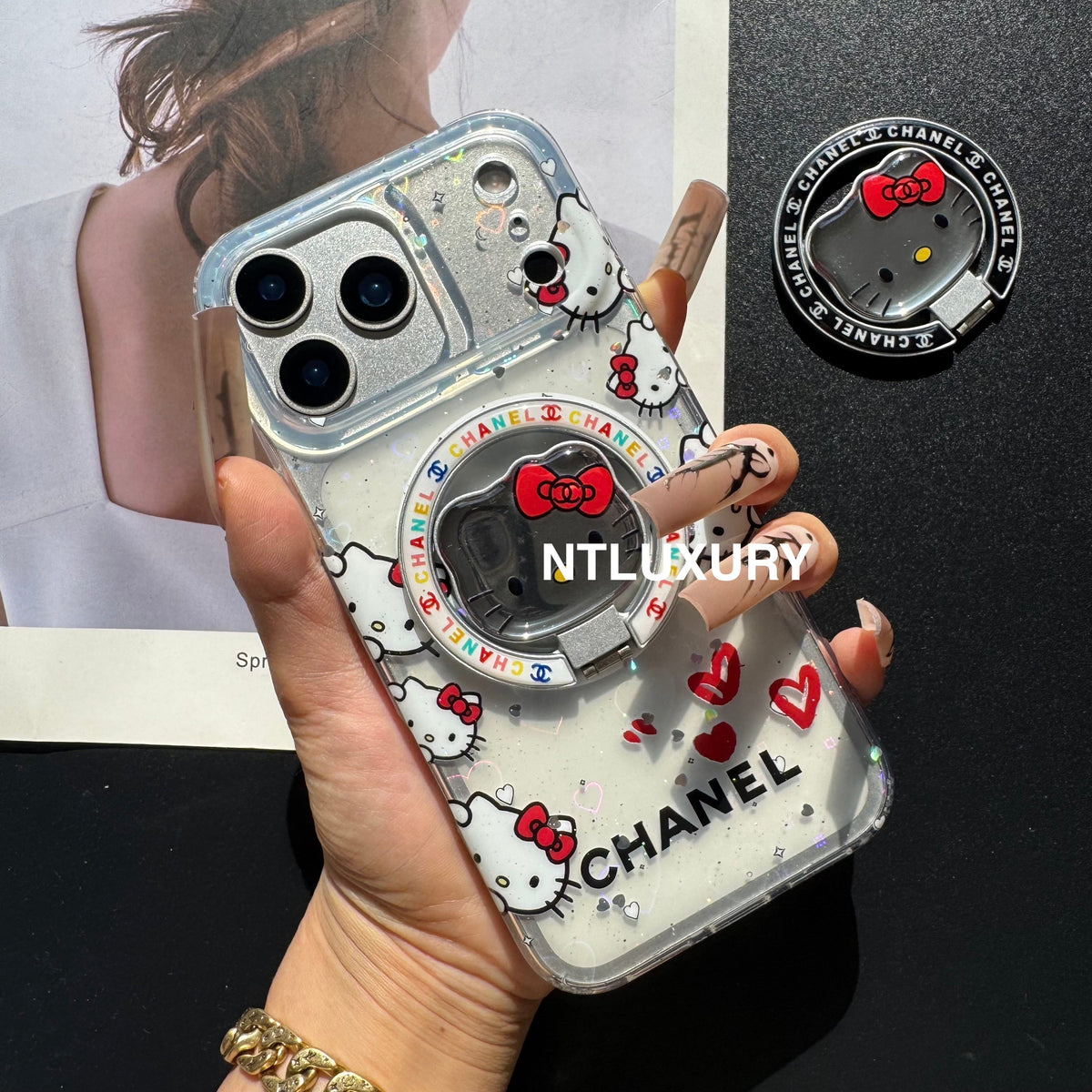 Coque de téléphone à miroir Cat, nouveau design MagSafe avec support