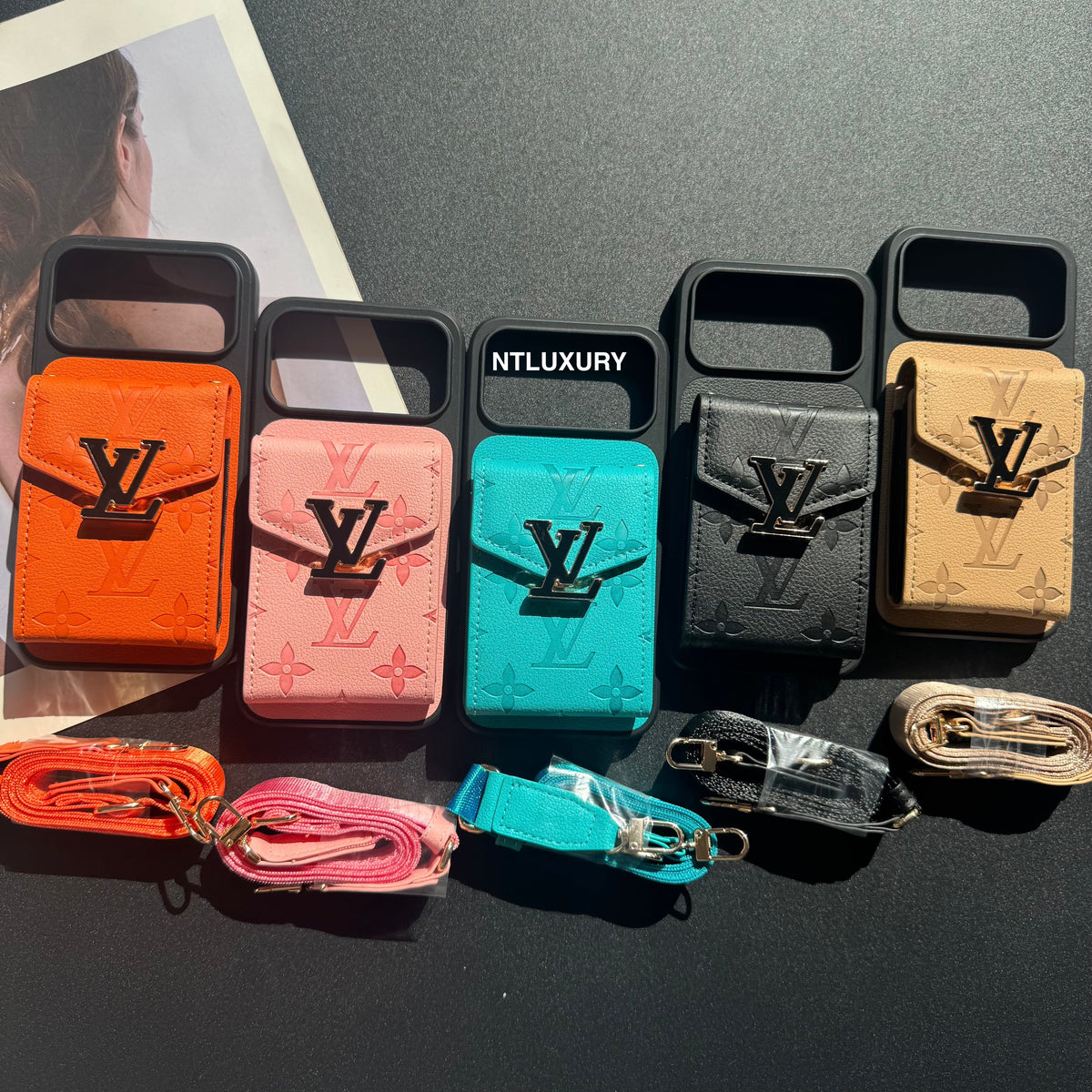 Colorful Artist Phone Case with Card Pocket & Strap