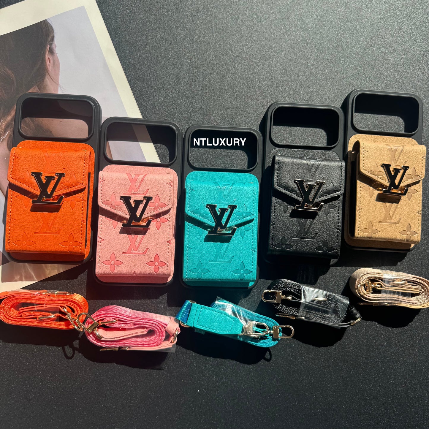 Colorful Artist Phone Case with Card Pocket & Strap
