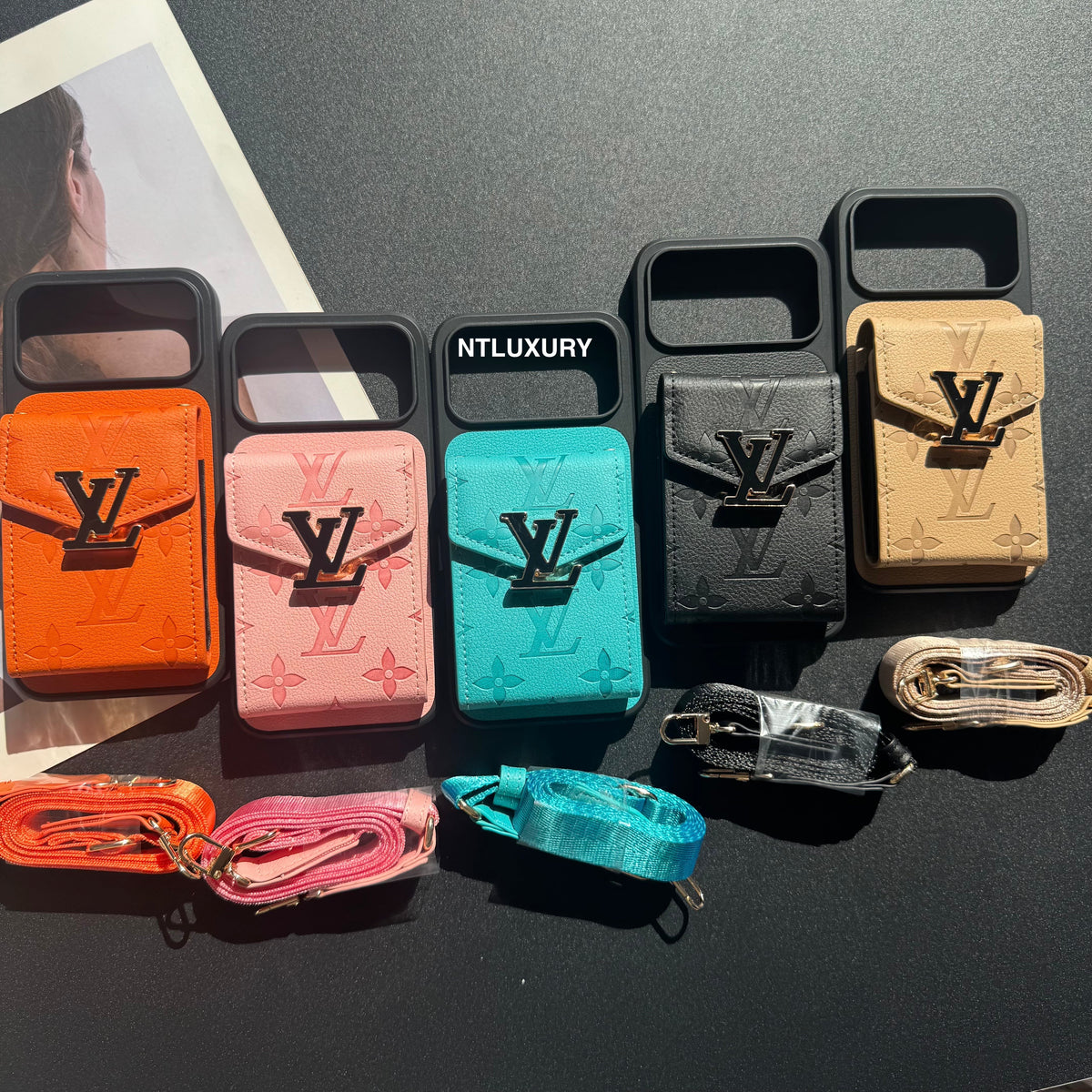 Colorful Artist Phone Case with Card Pocket & Strap