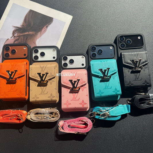 Colorful Artist Phone Case with Card Pocket & Strap