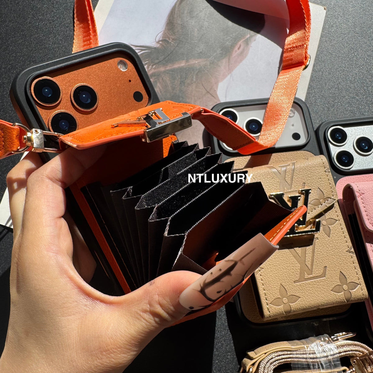 Colorful Artist Phone Case with Card Pocket & Strap