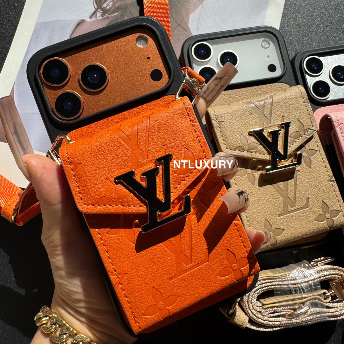 Colorful Artist Phone Case with Card Pocket & Strap