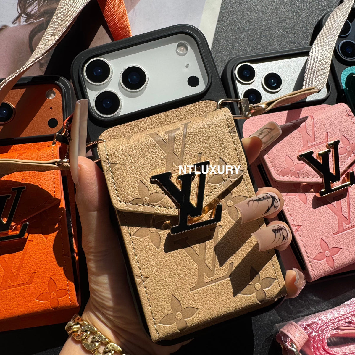 Colorful Artist Phone Case with Card Pocket & Strap