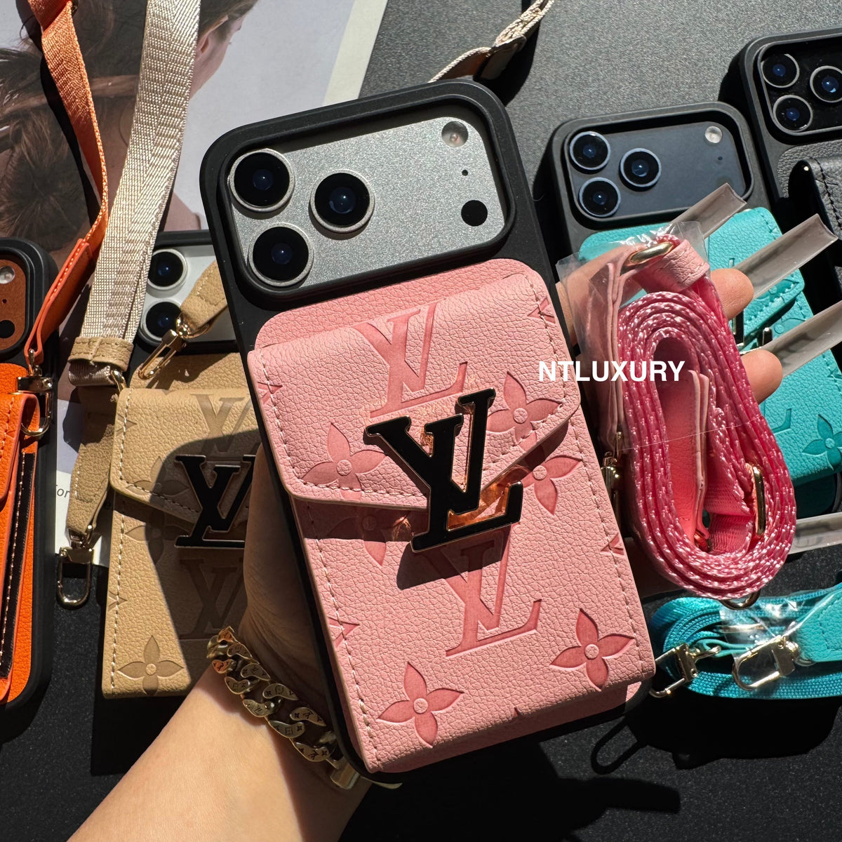 Colorful Artist Phone Case with Card Pocket & Strap