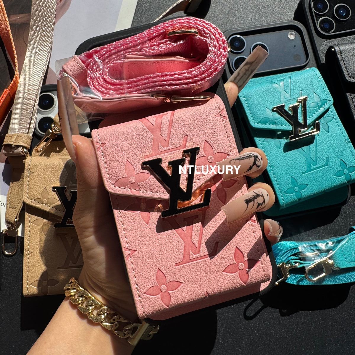 Colorful Artist Phone Case with Card Pocket & Strap
