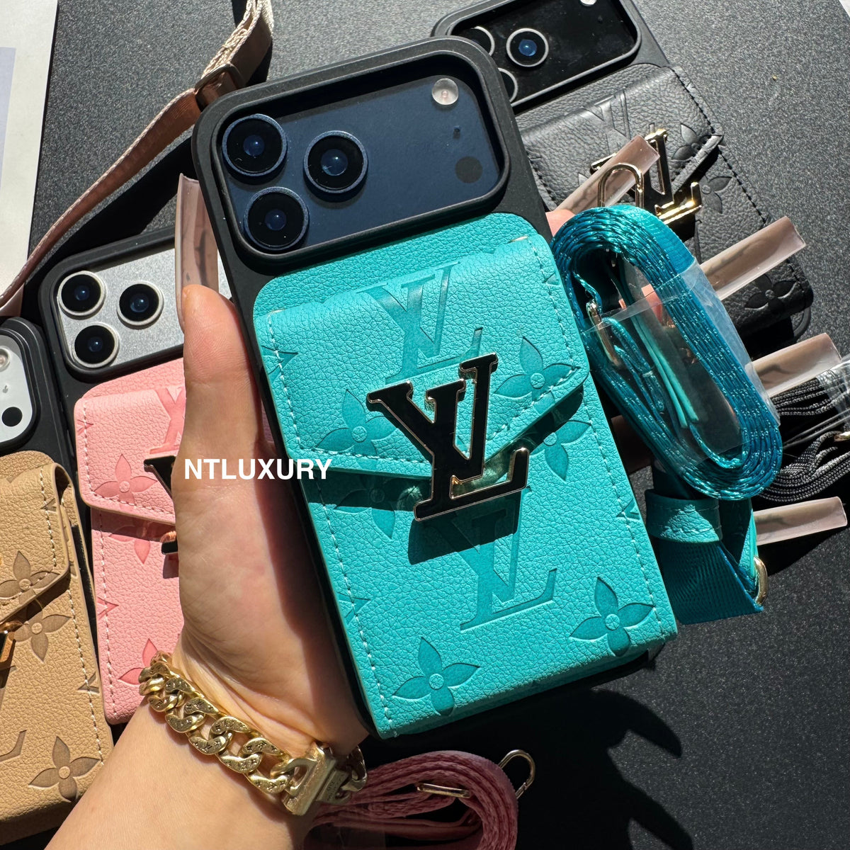 Colorful Artist Phone Case with Card Pocket & Strap