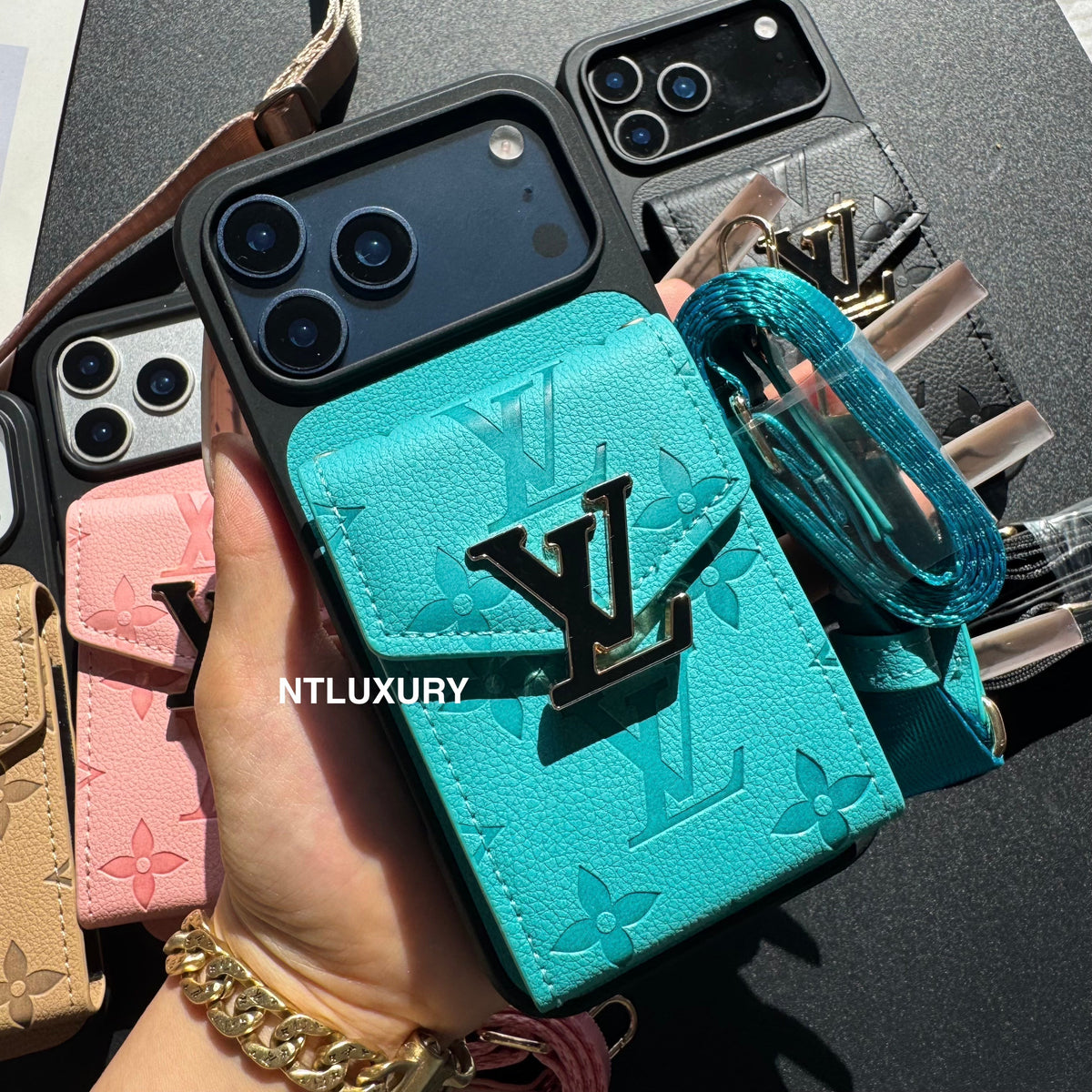 Colorful Artist Phone Case with Card Pocket & Strap