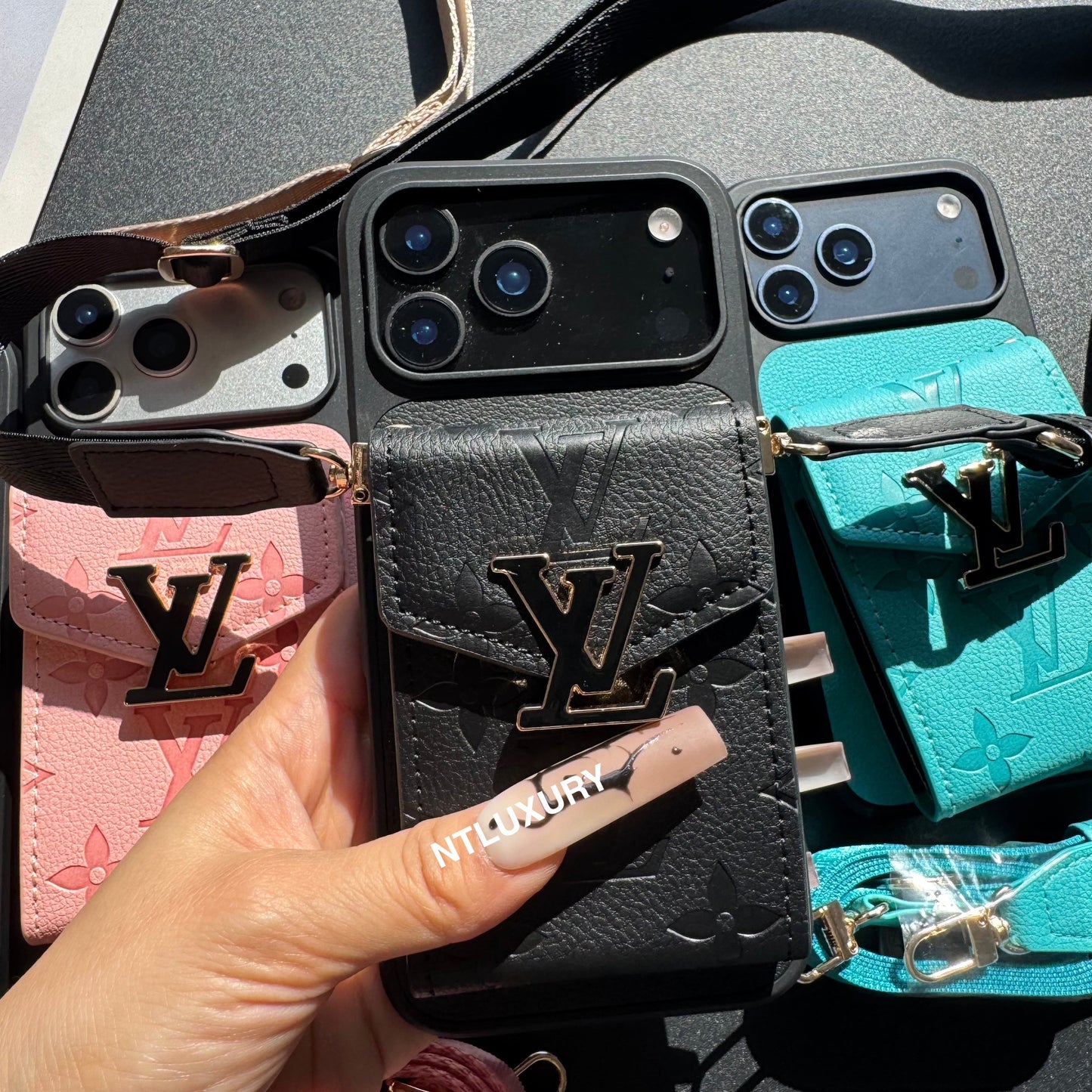 Colorful Artist Phone Case with Card Pocket & Strap