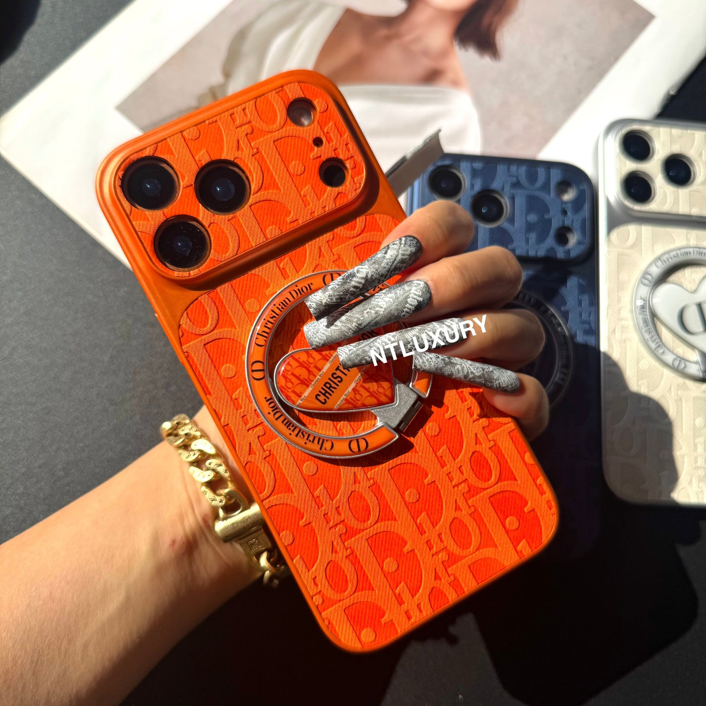 Orange Juice Denim Dove Phone Case with New Magsafe Holder