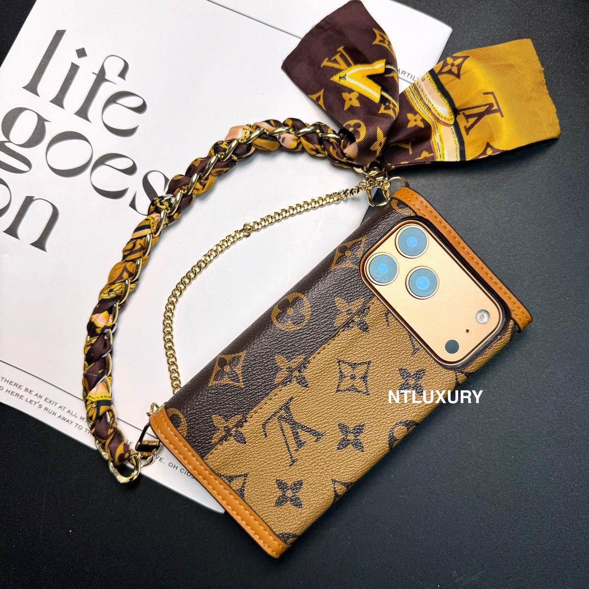Dophine Girl Wallet Design Phone Case with Scarf Chain (12 Colors)