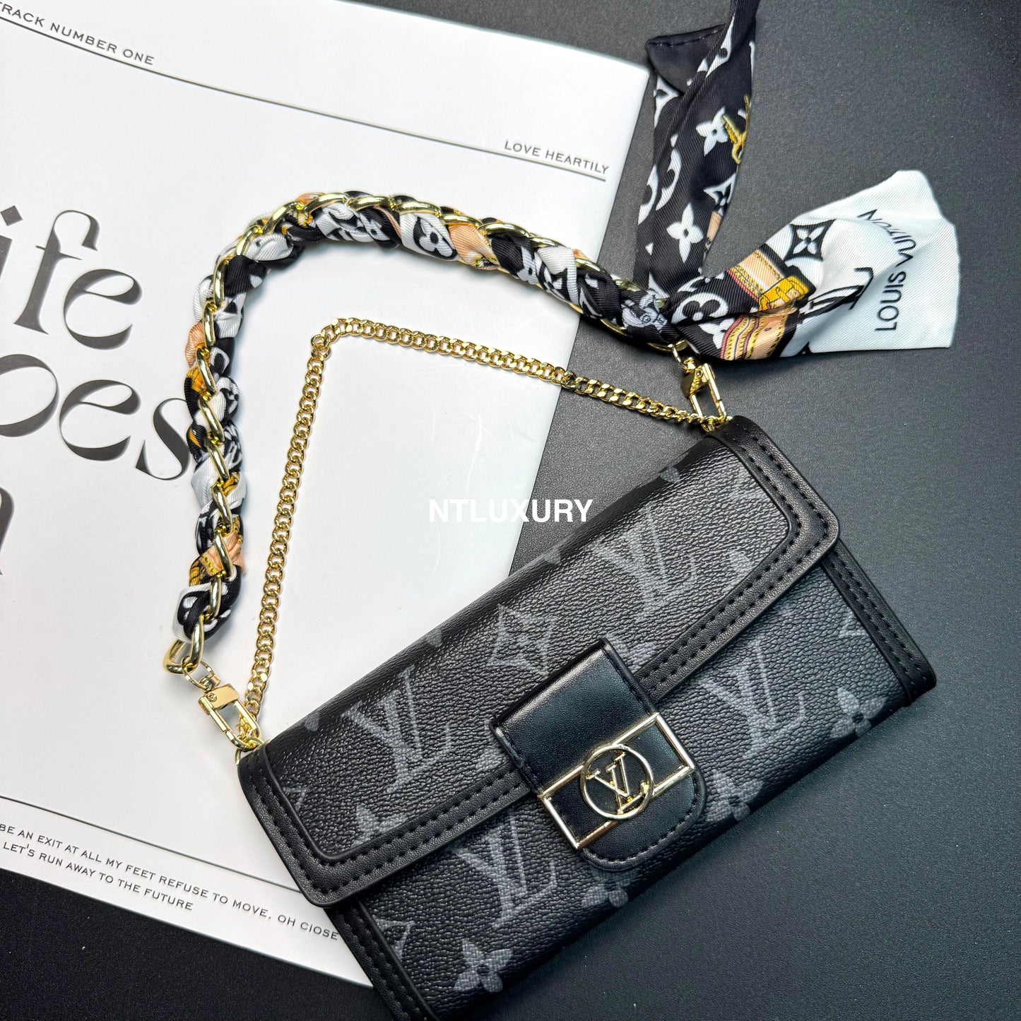 Dophine Girl Wallet Design Phone Case with Scarf Chain (12 Colors)