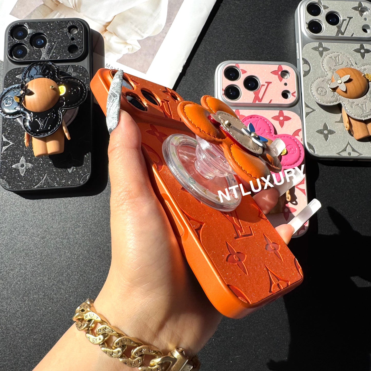 Orange Juice Denim Love Phone Case with Magsafe Holder (Wood Doll)