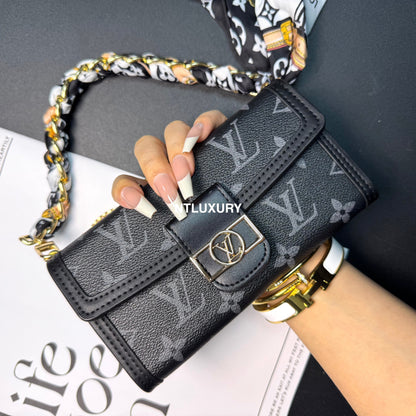 Dophine Girl Wallet Design Phone Case with Scarf Chain (12 Colors)