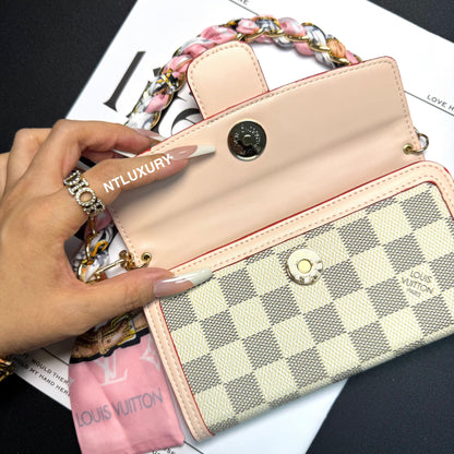 Dophine Girl Wallet Design Phone Case with Scarf Chain (12 Colors)