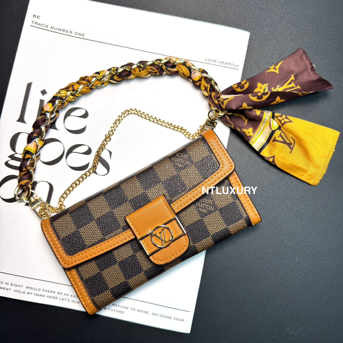Dophine Girl Wallet Design Phone Case with Scarf Chain (12 Colors)