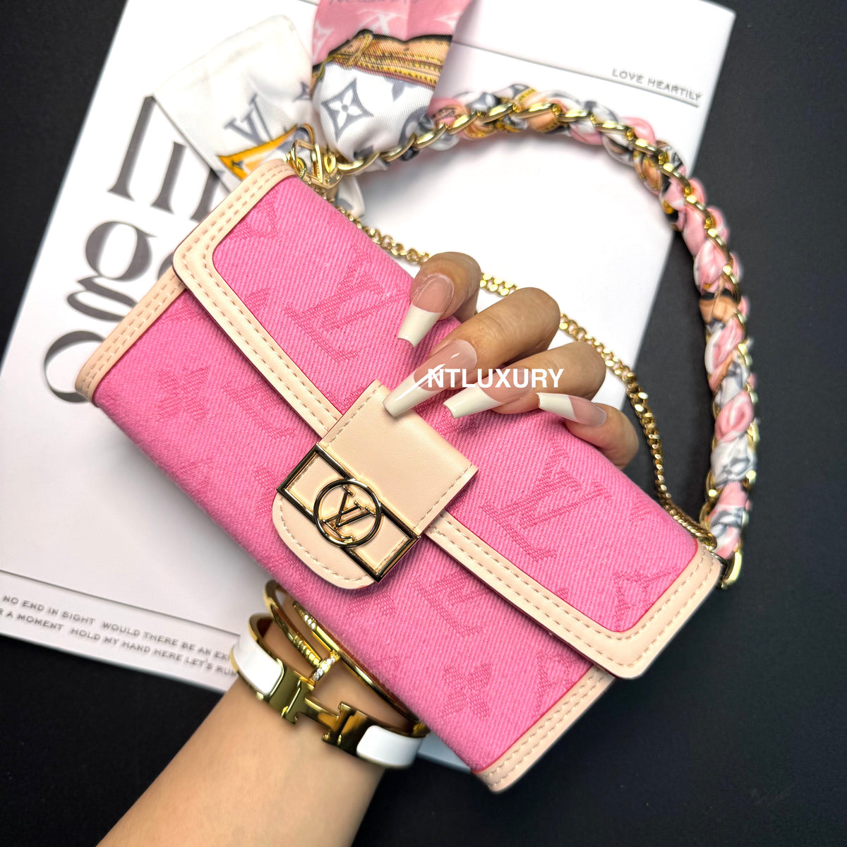 Dophine Girl Wallet Design Phone Case with Scarf Chain (12 Colors)