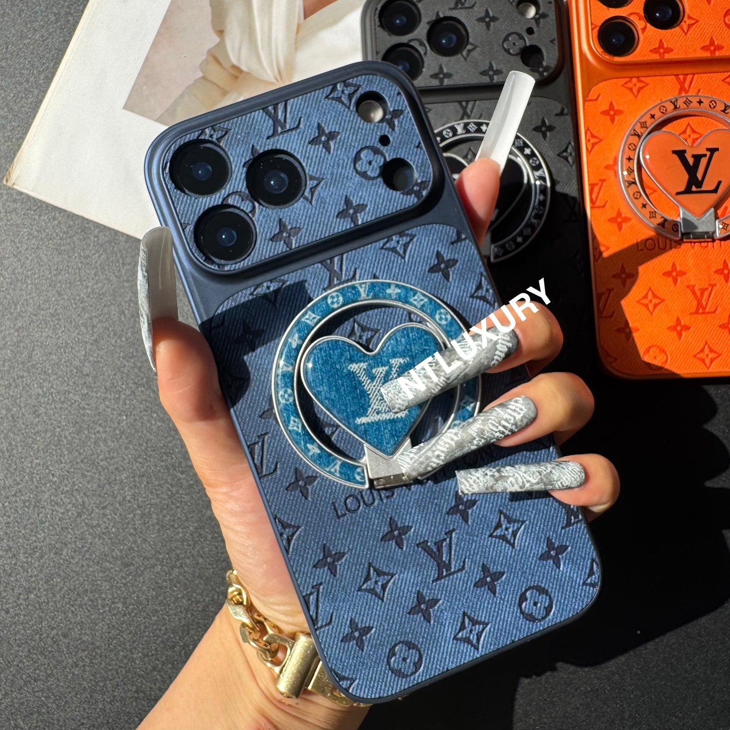 Orange Juice Denim Love Phone Case with New Magsafe Holder