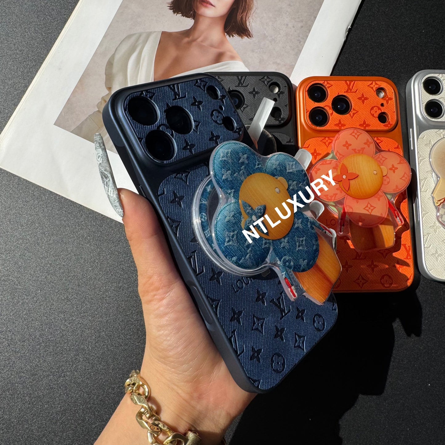 Orange Juice Denim Love Phone Case with Magsafe Holder ( Doll)