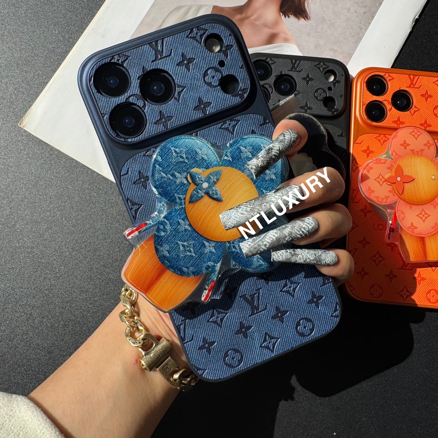 Orange Juice Denim Love Phone Case with Magsafe Holder ( Doll)