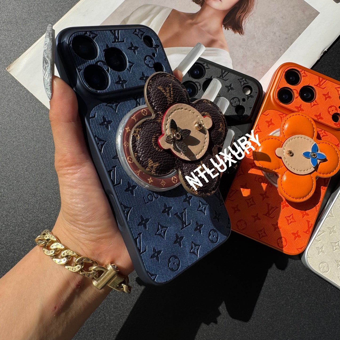 Orange Juice Denim Love Phone Case with Magsafe Holder (Wood Doll)