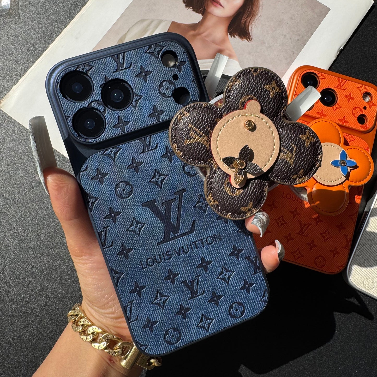 Orange Juice Denim Love Phone Case with Magsafe Holder (Wood Doll)