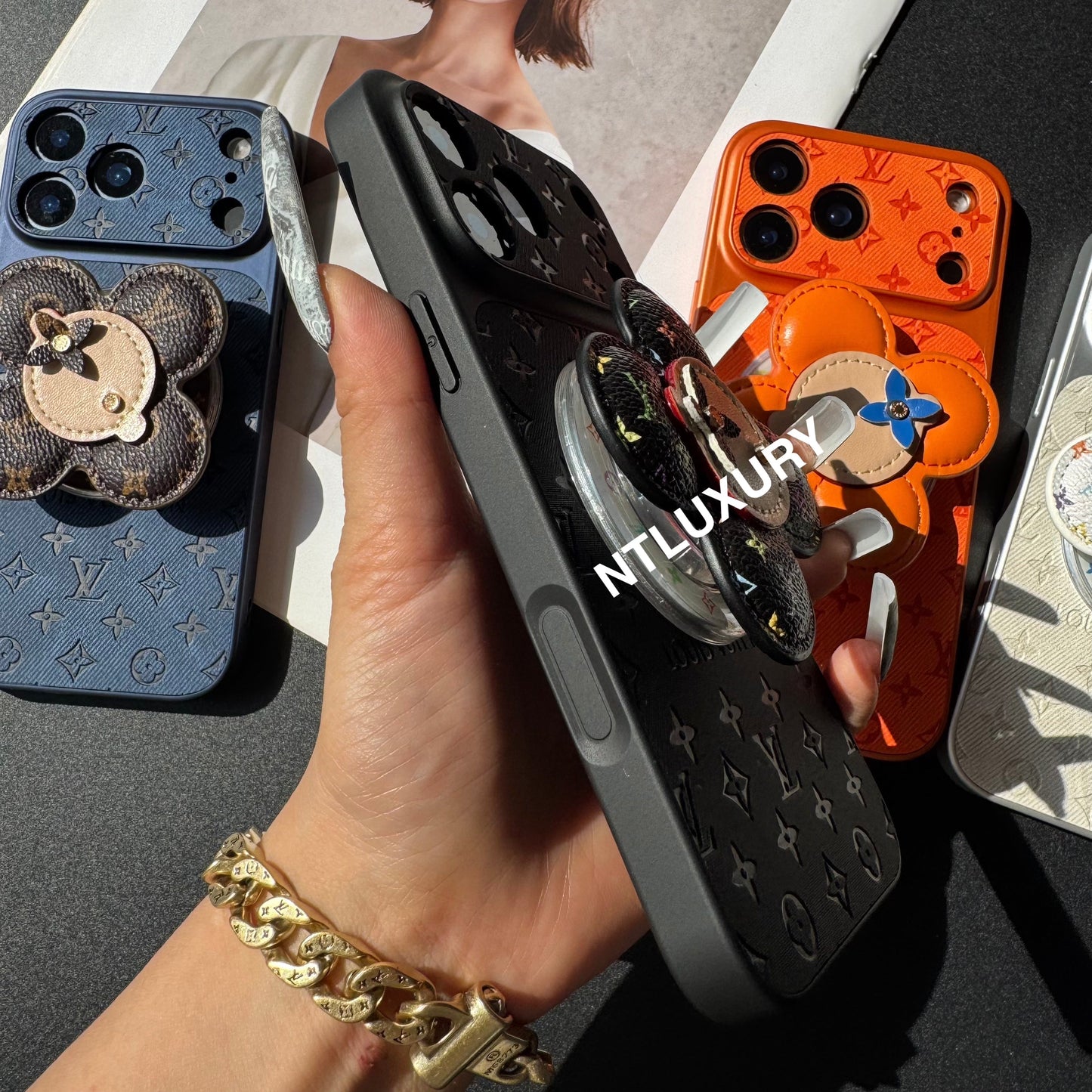 Orange Juice Denim Love Phone Case with Magsafe Holder (Wood Doll)
