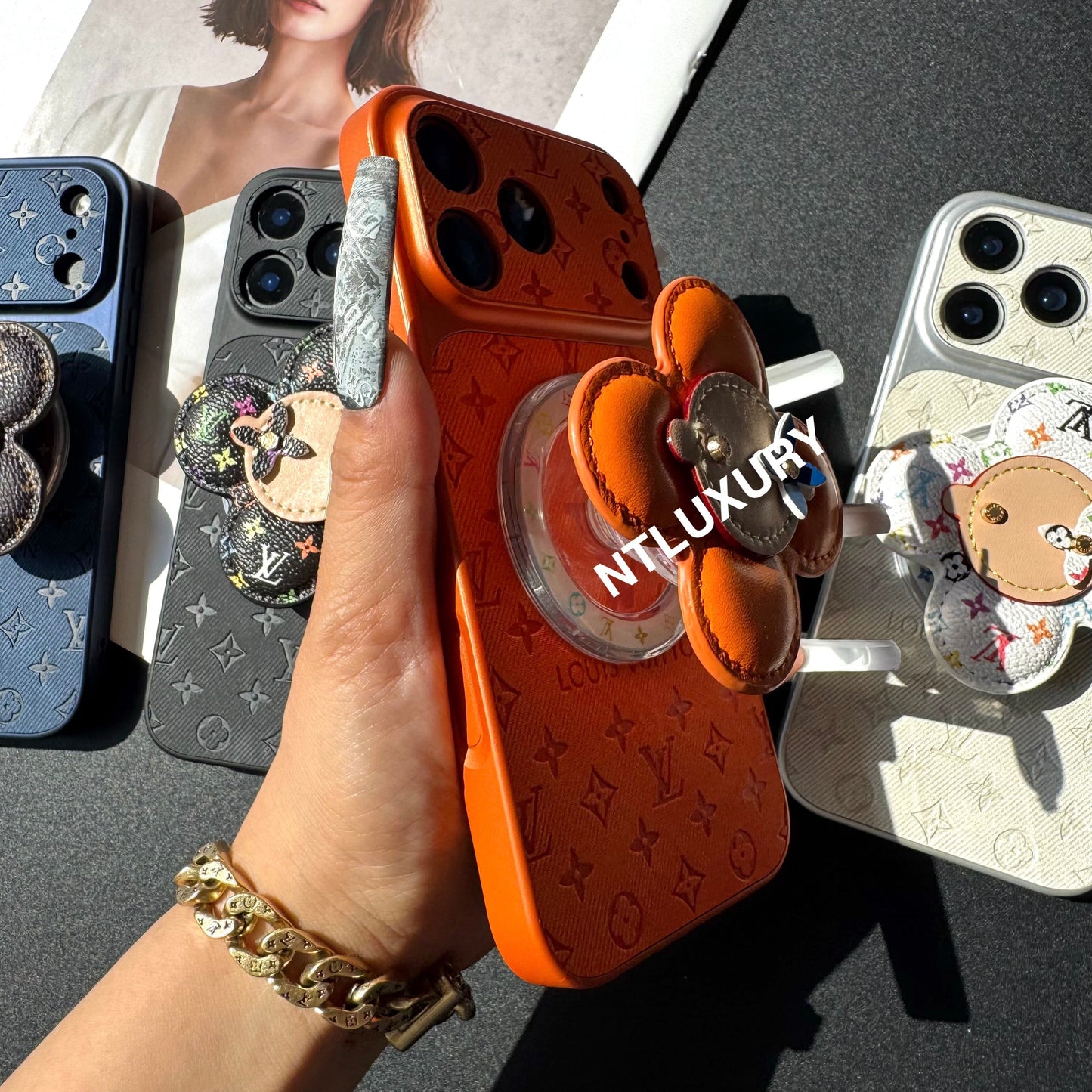 Orange Juice Denim Love Phone Case with Magsafe Holder (Wood Doll)