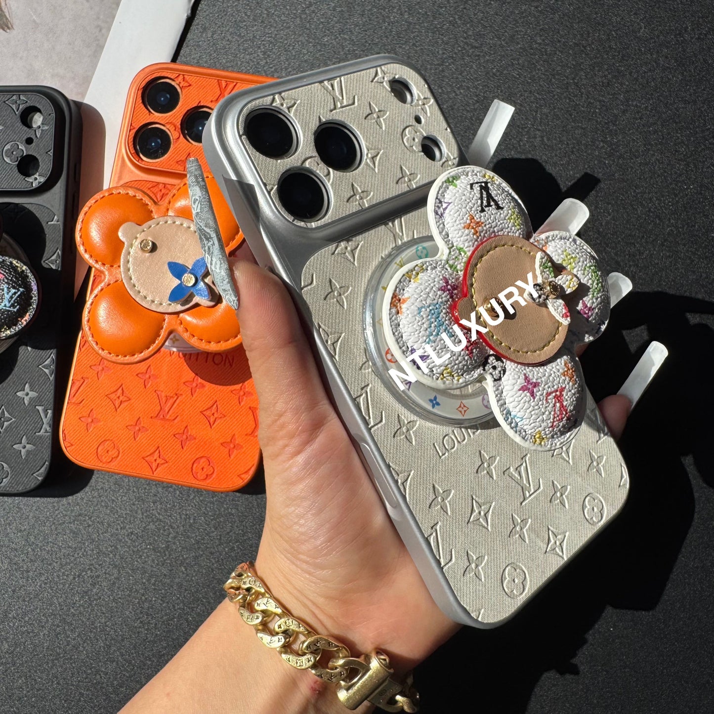 Orange Juice Denim Love Phone Case with Magsafe Holder (Wood Doll)