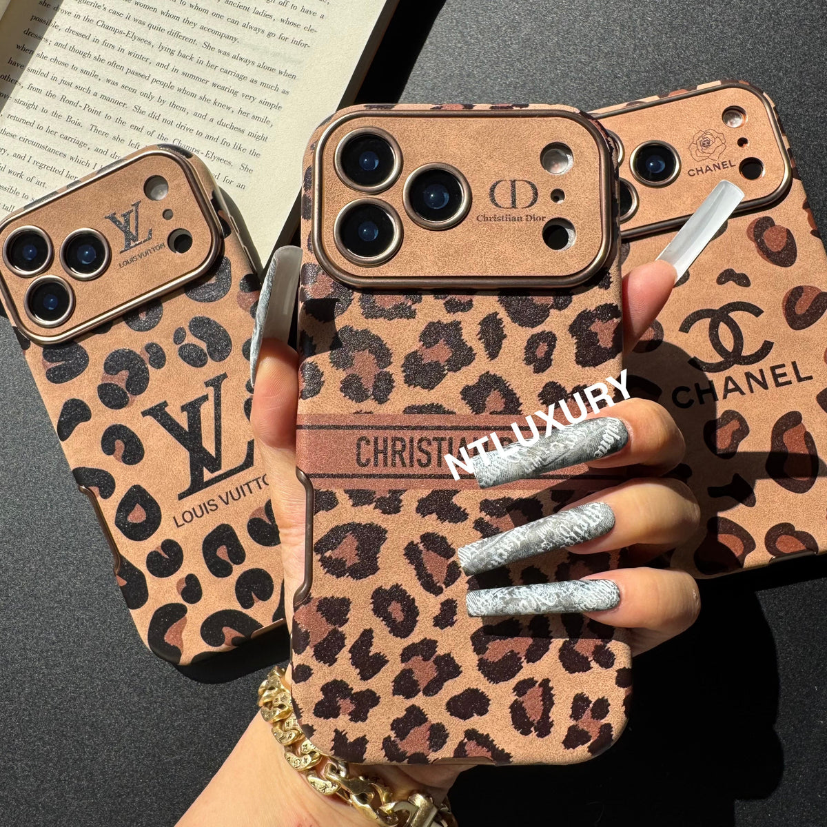 Coffee Leopard Design Love Phone Case