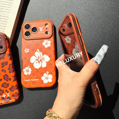 Cover per telefono arancione con design unico a forma di cuore