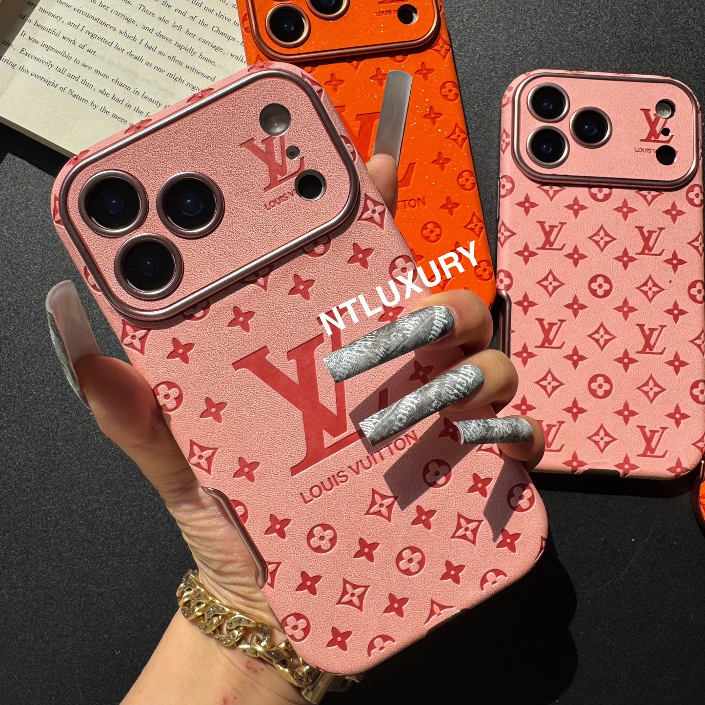Orange Glitter Design Love Phone Case