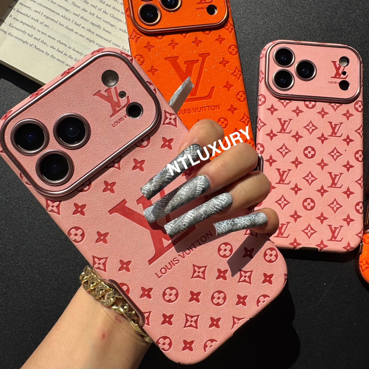 Orange Glitter Design Love Phone Case